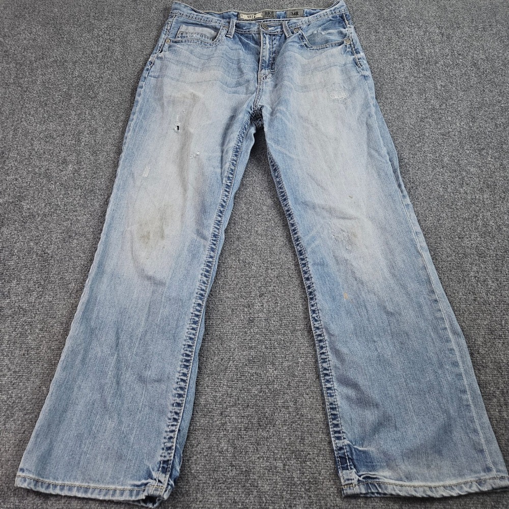 BKE Seth Bootcut Jeans 34R Light Wash Distressed Y2K Grunge Denim Streetwear